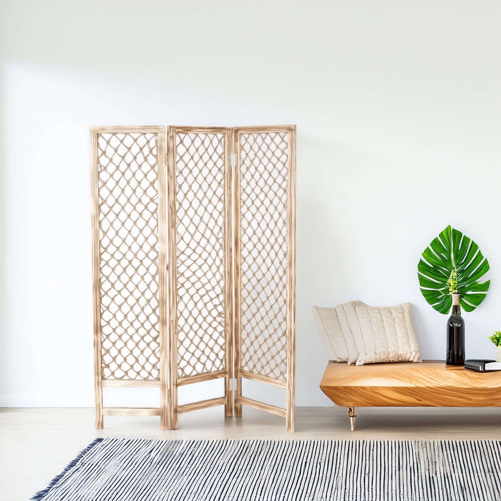 RAUMTEILER "NODI" | Holz, Geknüpftes Garn, 166cm | Paravent