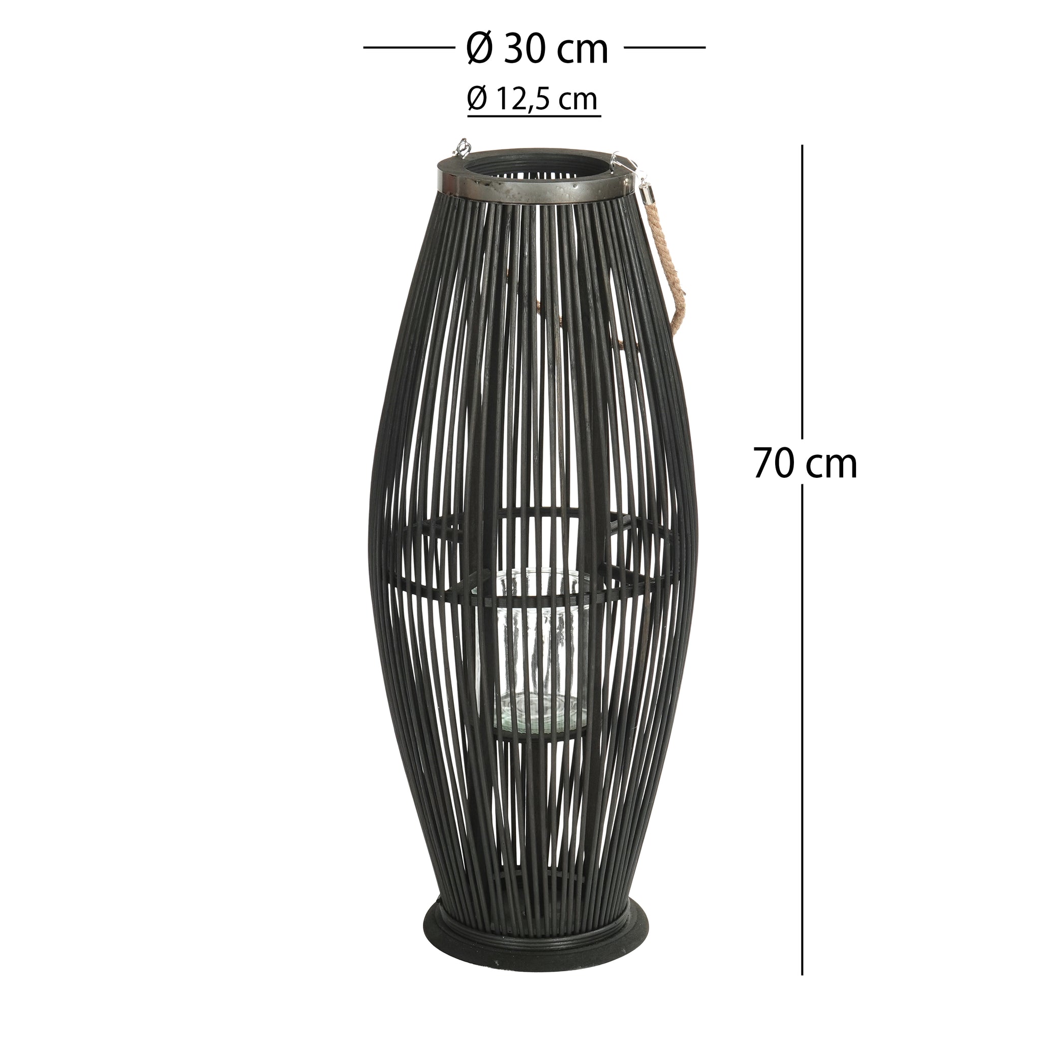 Deko  LATERNE "ZYA" |  Bambus | Natur Windlicht | Größe: 70 cm