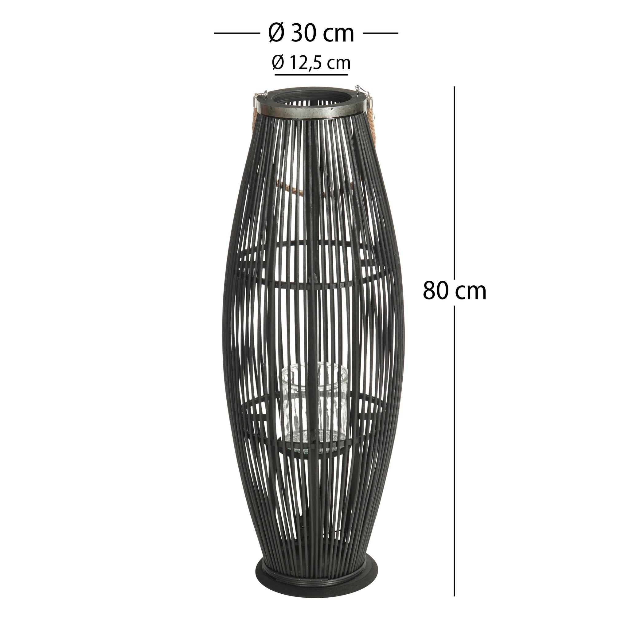 Deko  LATERNE "ZYA" |  Bambus | Natur Windlicht | Größe: 80 cm