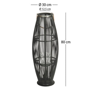 Deko  LATERNE "ZYA" |  Bambus | Natur Windlicht | Größe: 80 cm