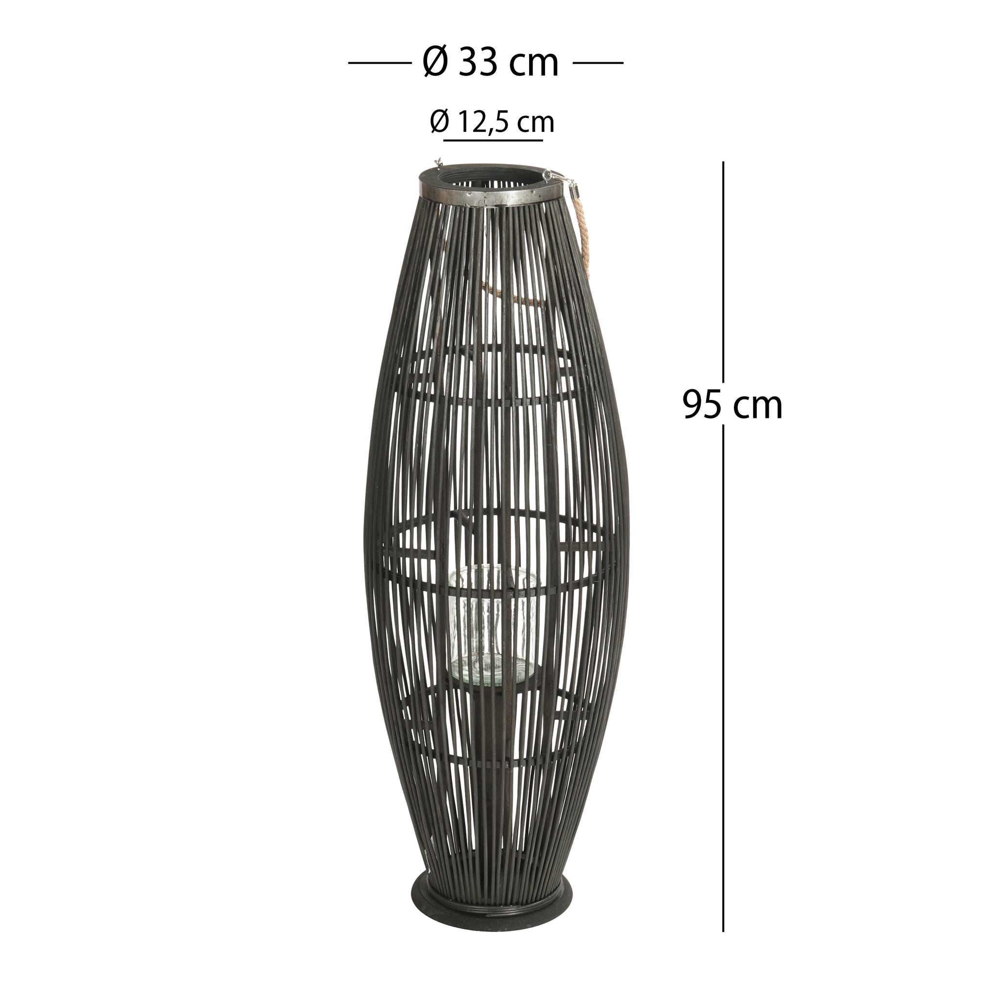 Deko  LATERNE "ZYA" |  Bambus | Natur Windlicht | Größe: 95 cm