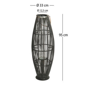 Deko  LATERNE "ZYA" |  Bambus | Natur Windlicht | Größe: 95 cm