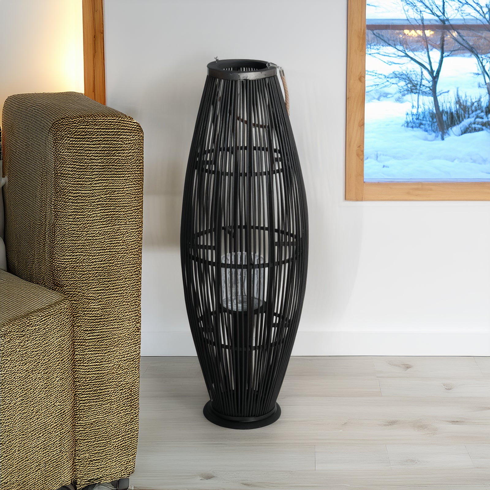 Deko  LATERNE "ZYA" |  Bambus | Natur Windlicht