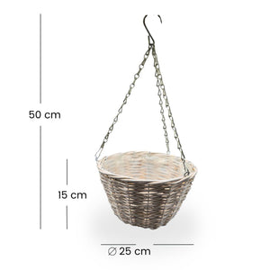 BLUMENAMPEL "BOWL" | 25 cm, Weide | handgefertigtes Korbgeflecht