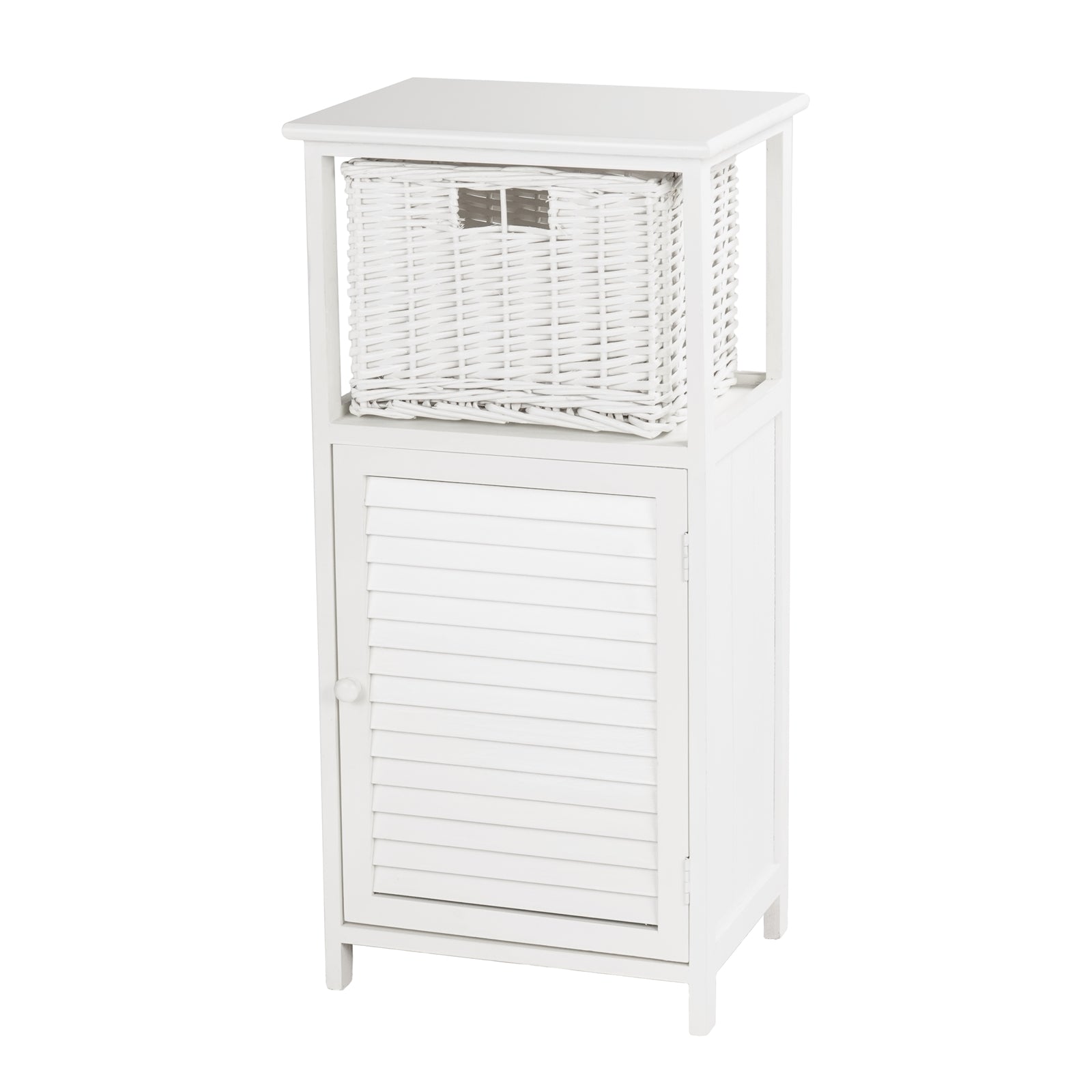 BADSCHRANK "FRITZ" | Mahagoni Holz, 1 Rattan Korb | Bad Kommode