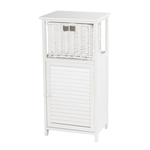 BADSCHRANK "FRITZ" | Mahagoni Holz, 1 Rattan Korb | Bad Kommode