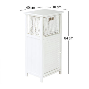 BADSCHRANK "FRITZ" | Mahagoni Holz, 1 Rattan Korb | Bad Kommode