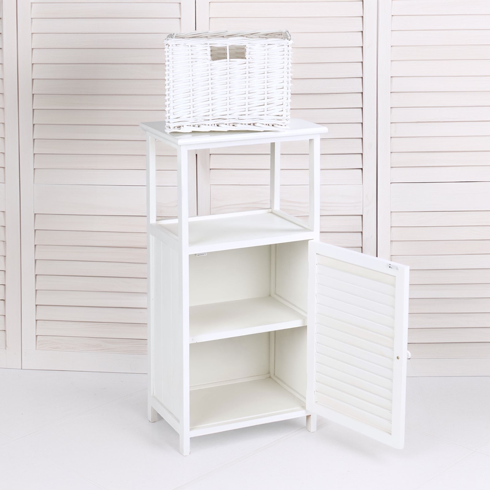 BADSCHRANK "FRITZ" | Mahagoni Holz, 1 Rattan Korb | Bad Kommode