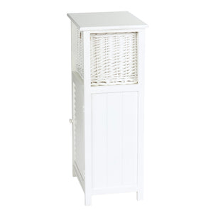 BADSCHRANK "FRITZ" | Mahagoni Holz, 1 Rattan Korb | Bad Kommode