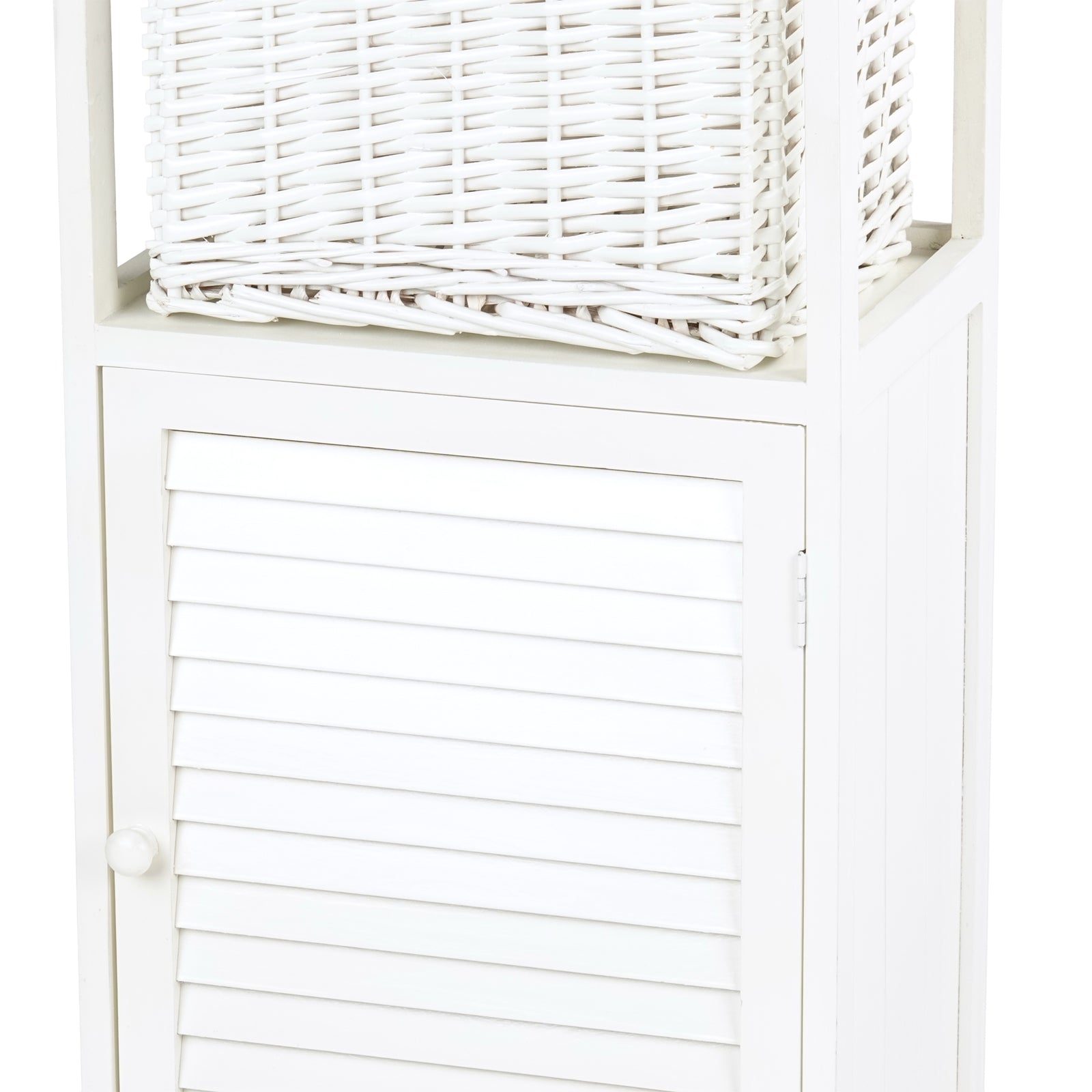 BADSCHRANK "FRITZ" | Mahagoni Holz, 1 Rattan Korb | Bad Kommode