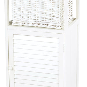 BADSCHRANK "FRITZ" | Mahagoni Holz, 1 Rattan Korb | Bad Kommode