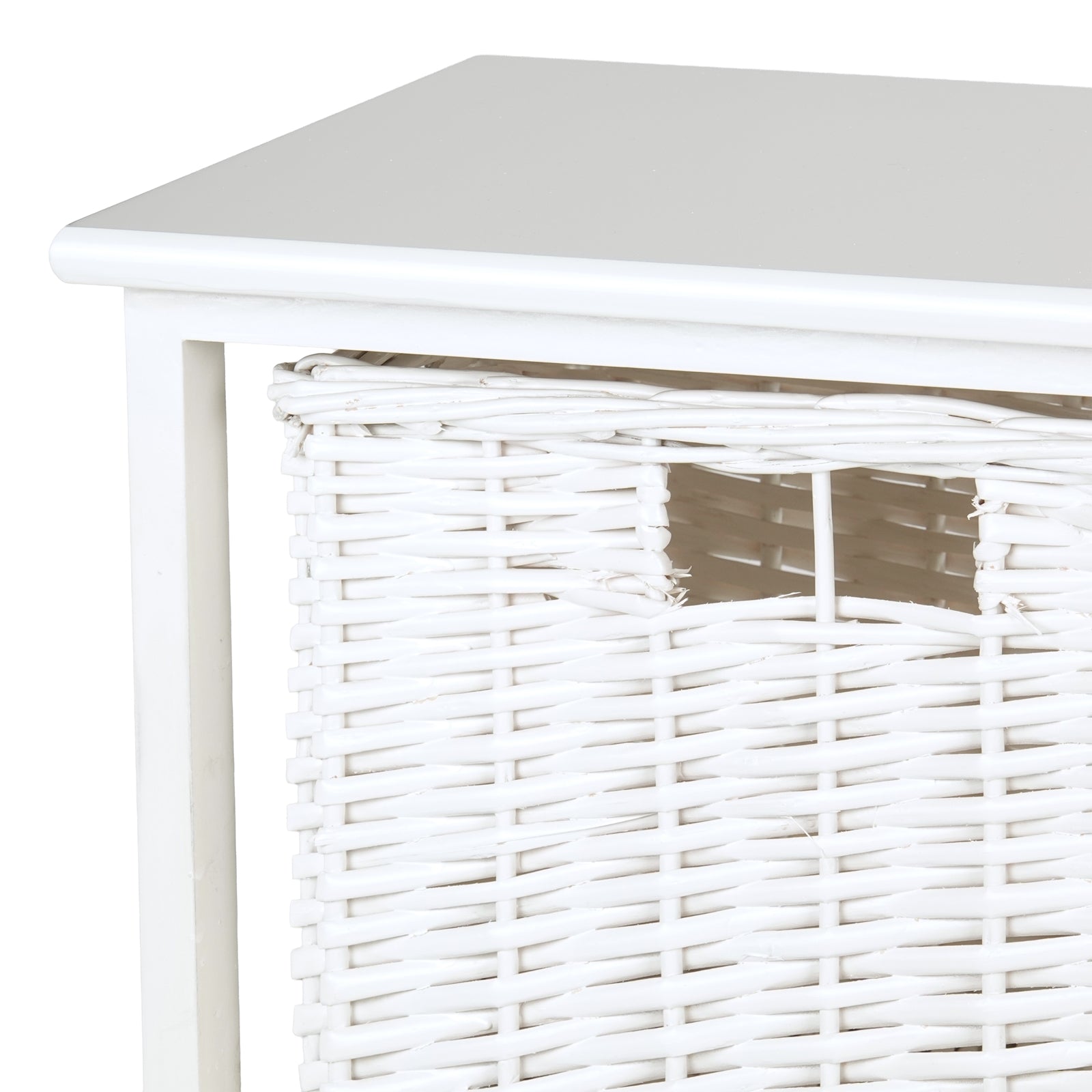 BADSCHRANK "KORG" | Mahagoni Holz, 1 Rattan Korb | Bad Kommode