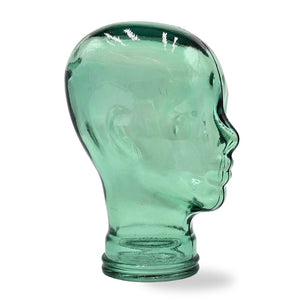 Glas KOPFHÖRERSTÄNDER transparent + satin | 29cm Glaskopf Skulptur
