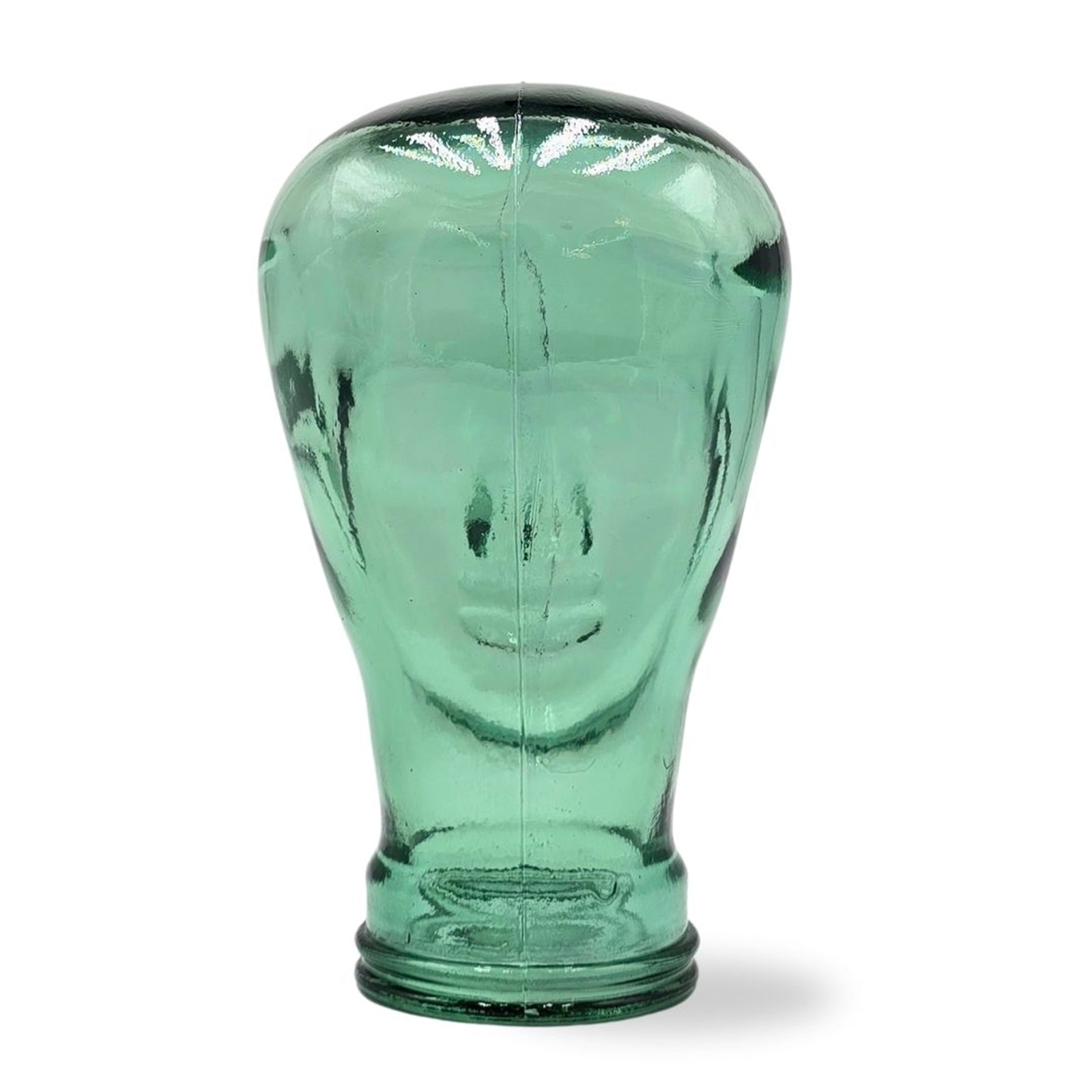 Glas KOPFHÖRERSTÄNDER transparent + satin | 29cm Glaskopf Skulptur