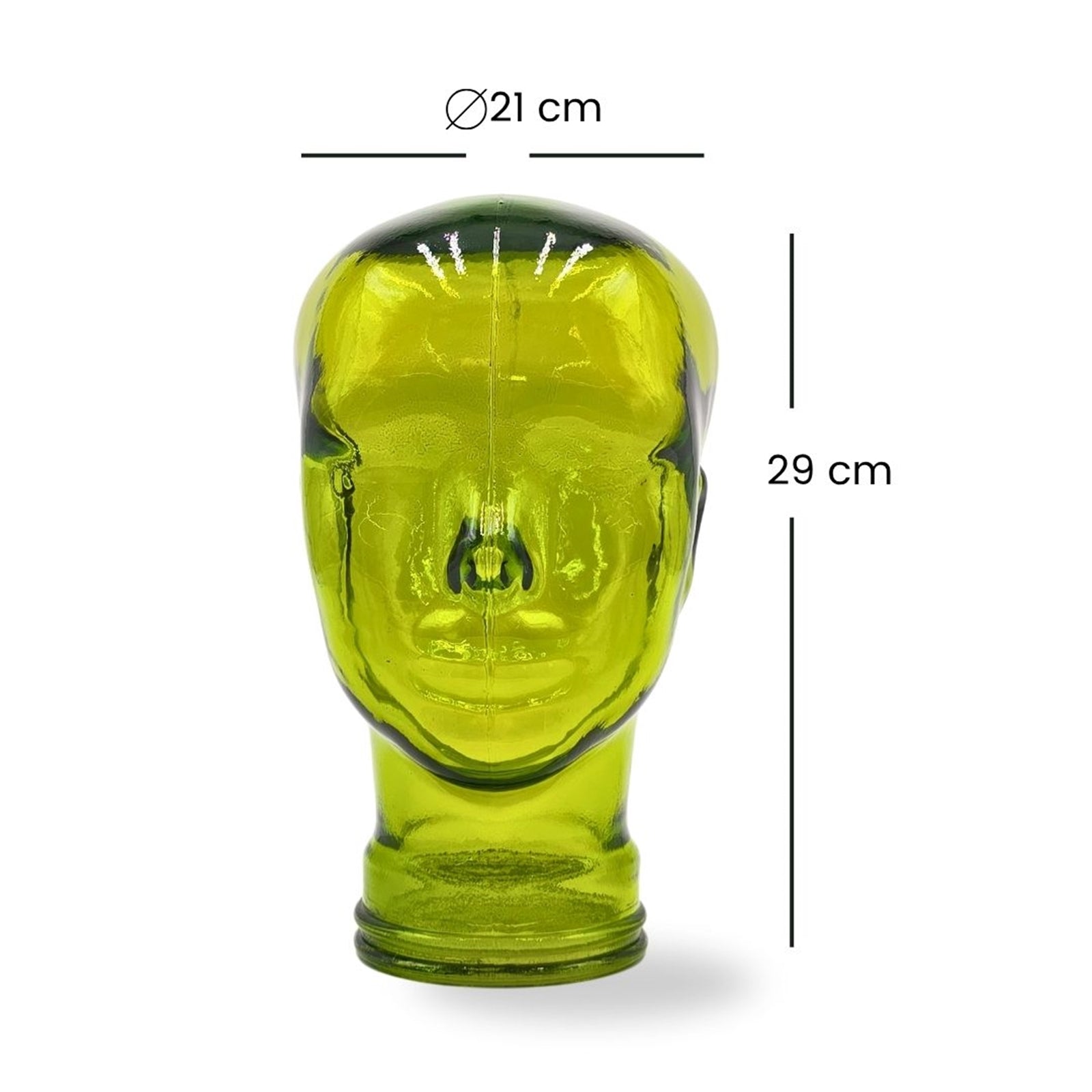 Glas KOPFHÖRERSTÄNDER transparent + satin | 29cm Glaskopf Skulptur