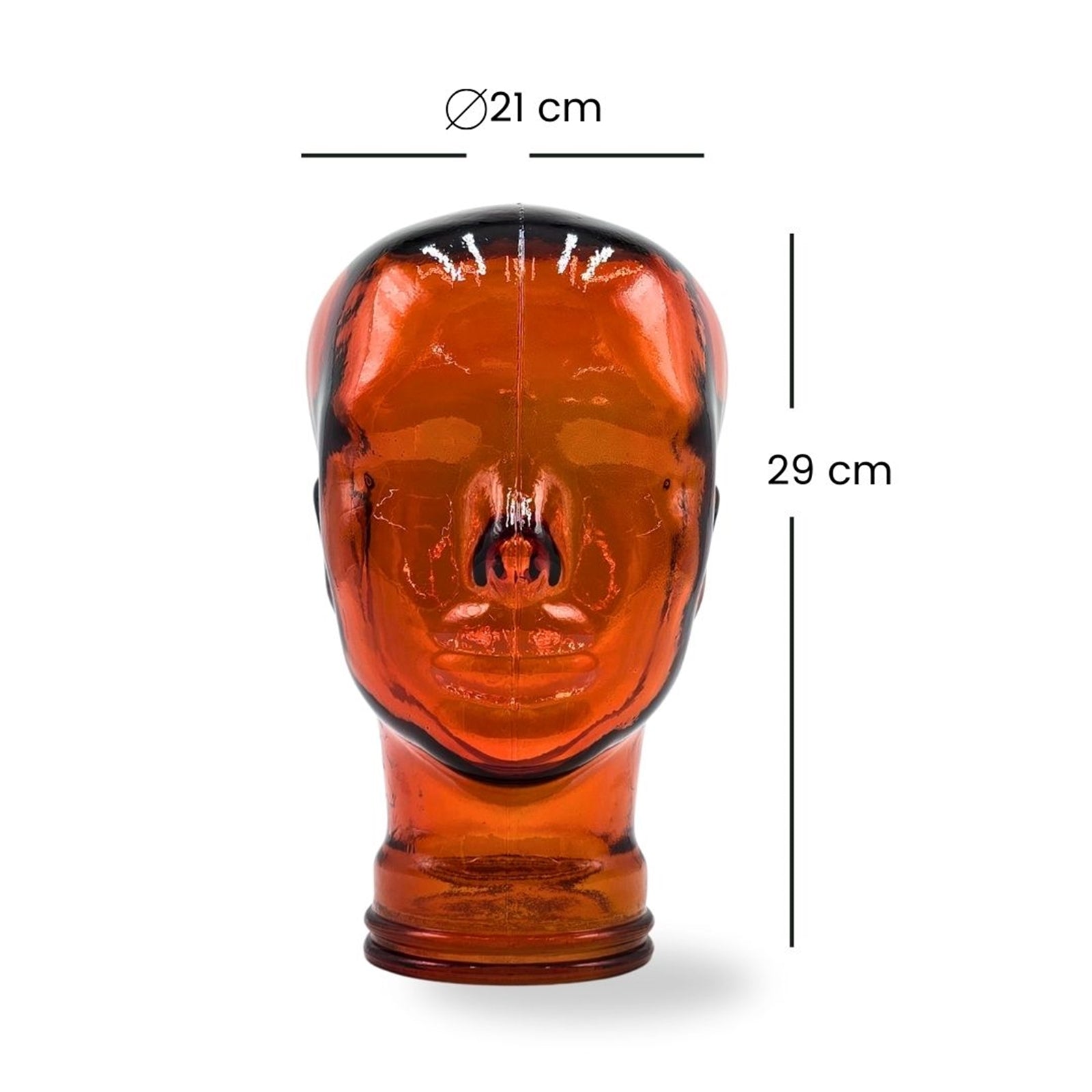 Glas KOPFHÖRERSTÄNDER transparent + satin | 29cm Glaskopf Skulptur