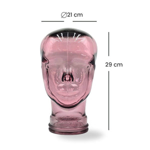 Glas KOPFHÖRERSTÄNDER transparent + satin | 29cm Glaskopf Skulptur