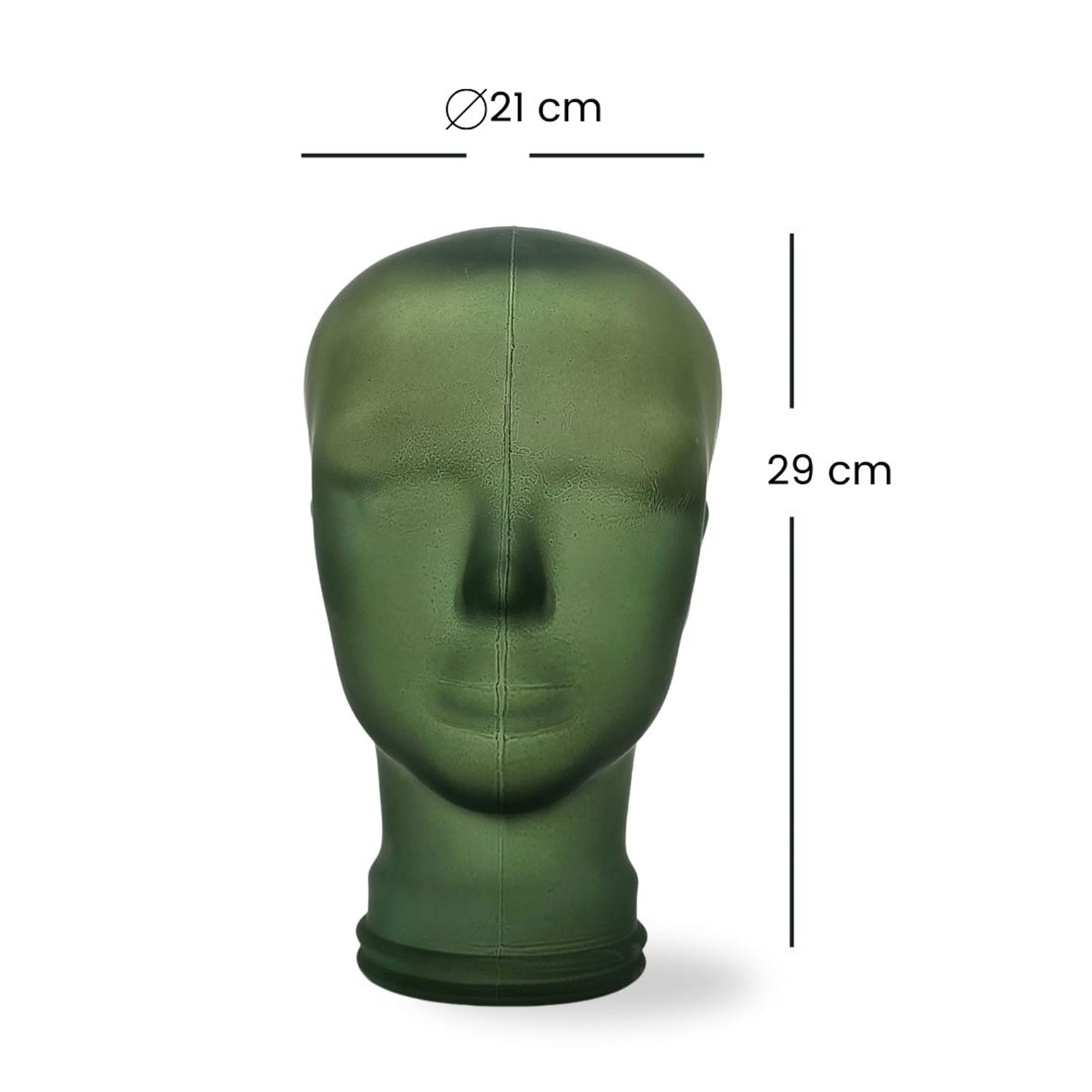 Glas KOPFHÖRERSTÄNDER transparent + satin | 29cm Glaskopf Skulptur