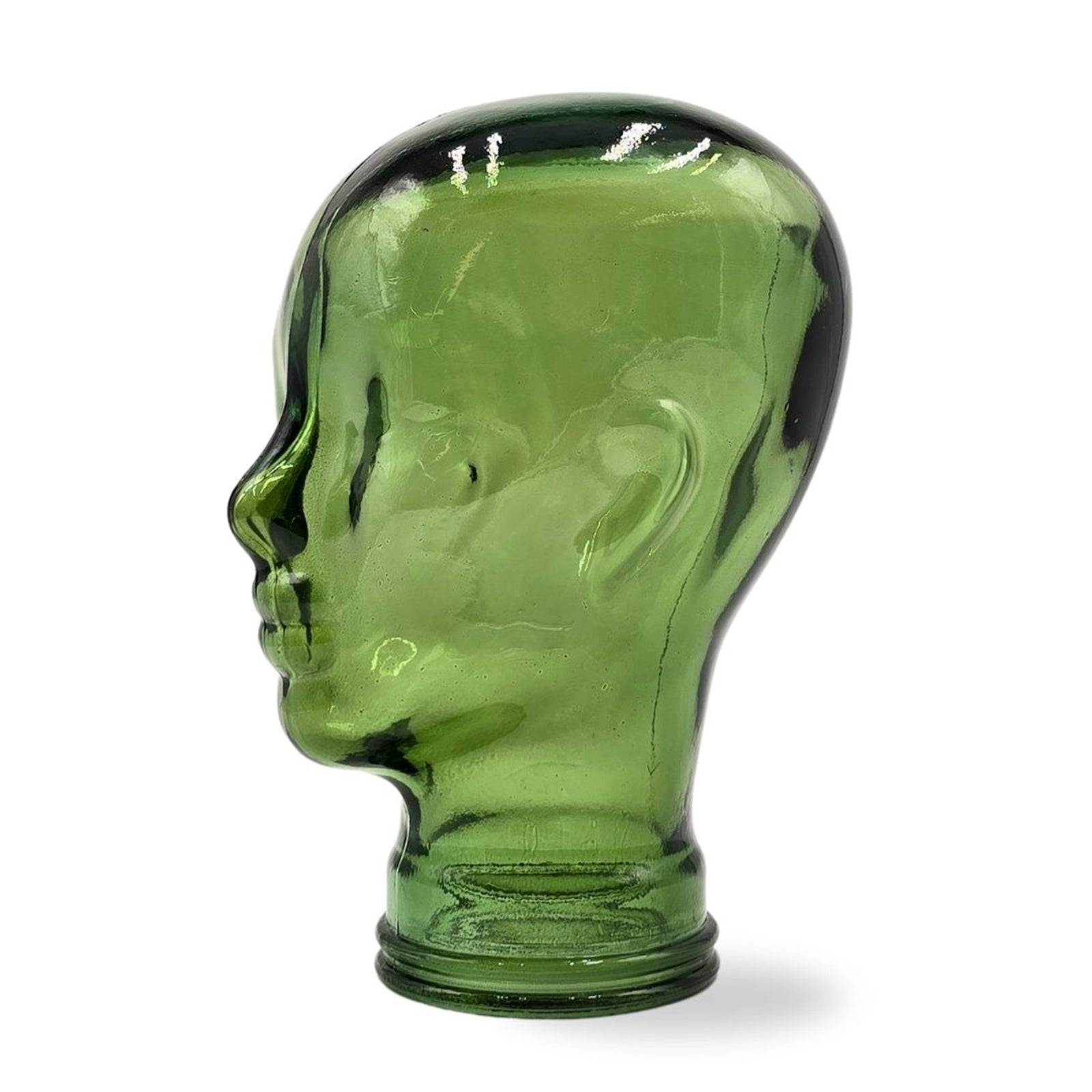 Glas KOPFHÖRERSTÄNDER transparent + satin | 29cm Glaskopf Skulptur