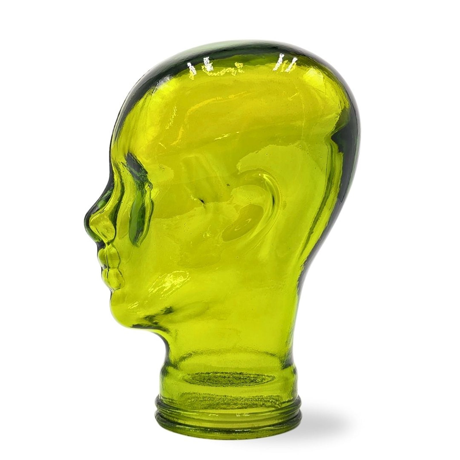 Glas KOPFHÖRERSTÄNDER transparent + satin | 29cm Glaskopf Skulptur