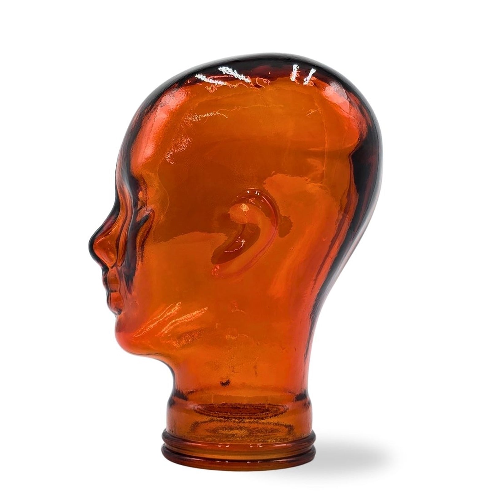 Glas KOPFHÖRERSTÄNDER transparent + satin | 29cm Glaskopf Skulptur