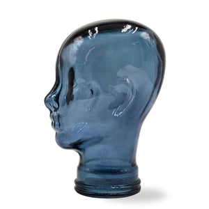 Glas KOPFHÖRERSTÄNDER transparent + satin | 29cm Glaskopf Skulptur