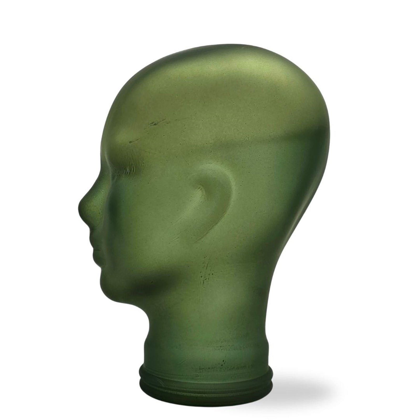 Glas KOPFHÖRERSTÄNDER transparent + satin | 29cm Glaskopf Skulptur