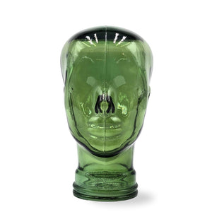 Glas KOPFHÖRERSTÄNDER transparent + satin | 29cm Glaskopf Skulptur