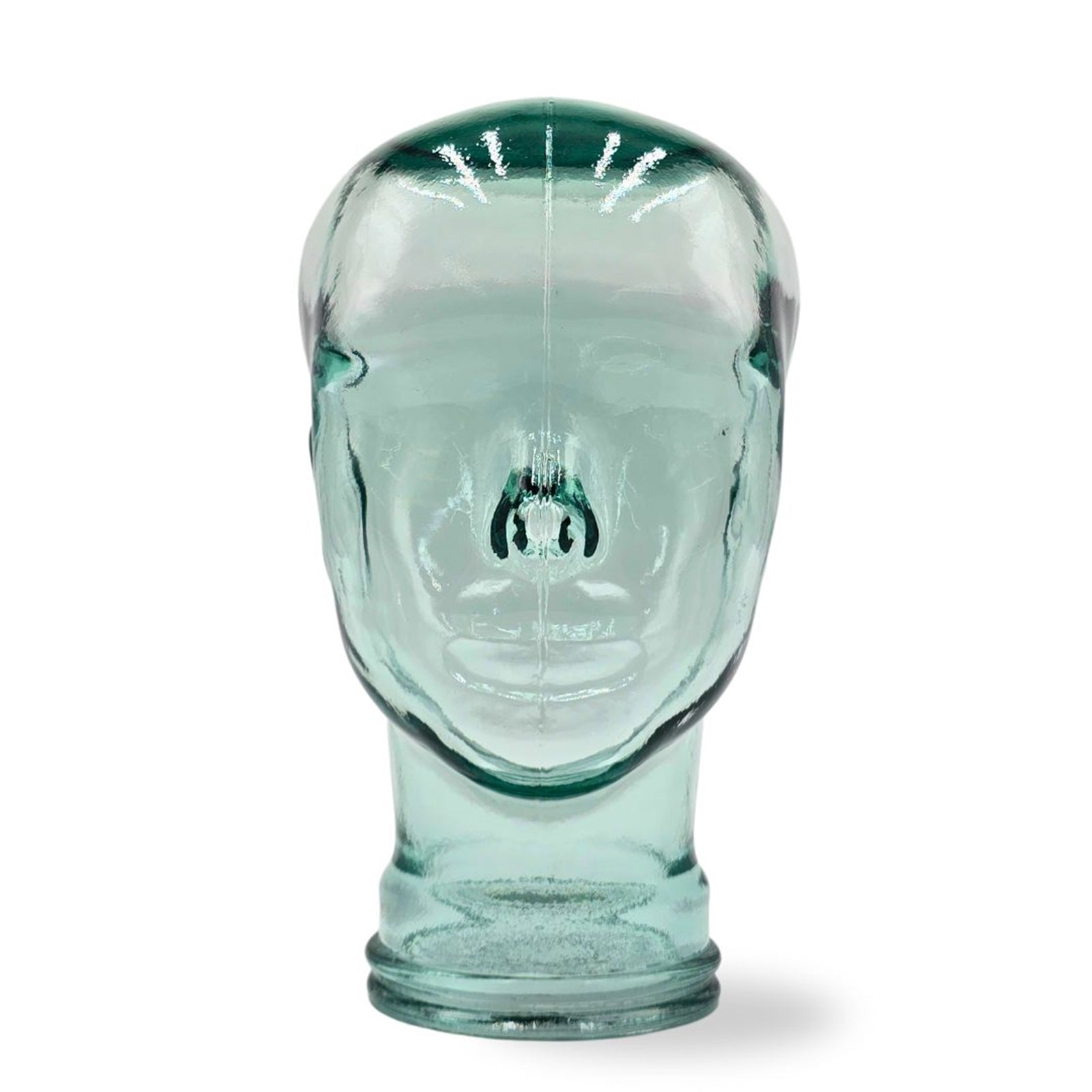 Glas KOPFHÖRERSTÄNDER transparent + satin | 29cm Glaskopf Skulptur