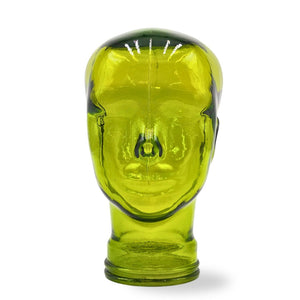 Glas KOPFHÖRERSTÄNDER transparent + satin | 29cm Glaskopf Skulptur