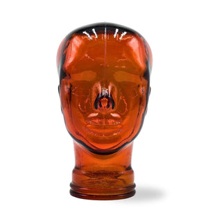 Glas KOPFHÖRERSTÄNDER transparent + satin | 29cm Glaskopf Skulptur