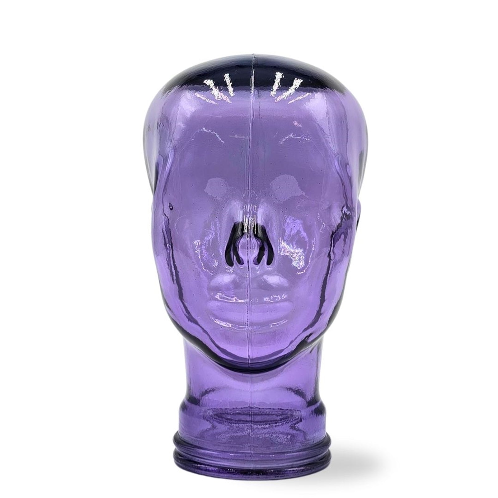 Glas KOPFHÖRERSTÄNDER transparent + satin | 29cm Glaskopf Skulptur