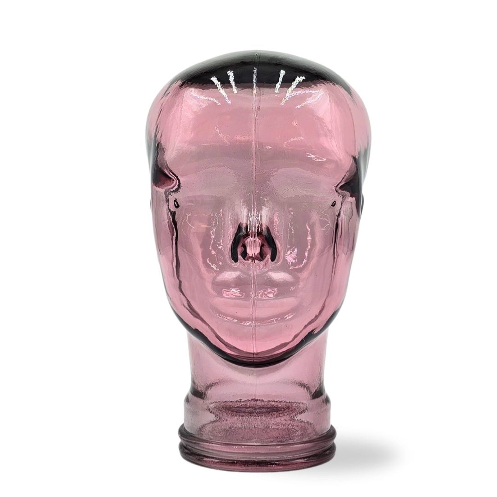 Glas KOPFHÖRERSTÄNDER transparent + satin | 29cm Glaskopf Skulptur