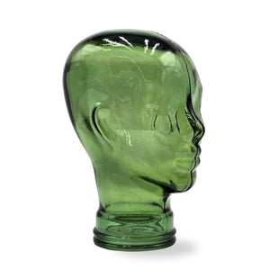 Glas KOPFHÖRERSTÄNDER transparent + satin | 29cm Glaskopf Skulptur