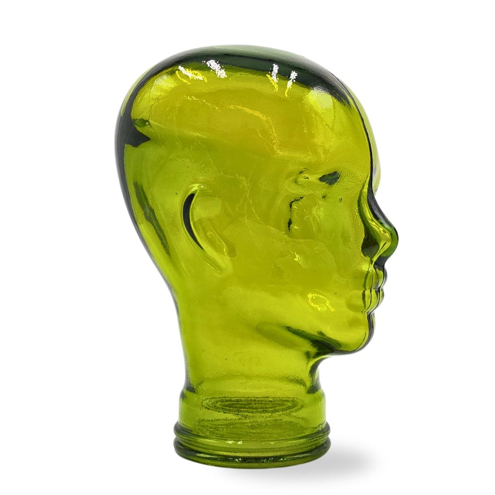 Glas KOPFHÖRERSTÄNDER transparent + satin | 29cm Glaskopf Skulptur