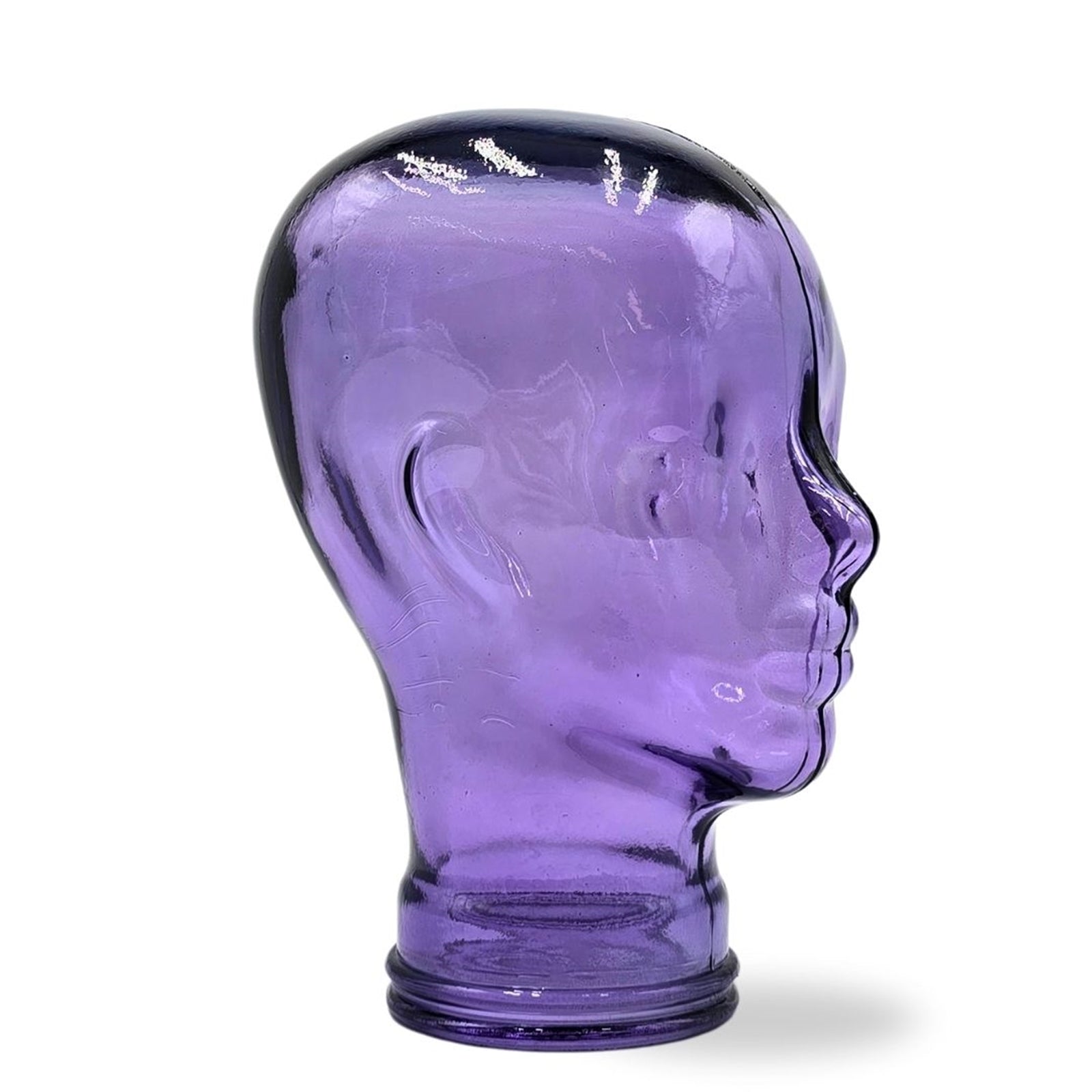 Glas KOPFHÖRERSTÄNDER transparent + satin | 29cm Glaskopf Skulptur