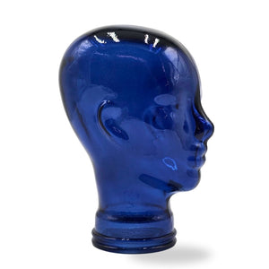 Glas KOPFHÖRERSTÄNDER transparent + satin | 29cm Glaskopf Skulptur