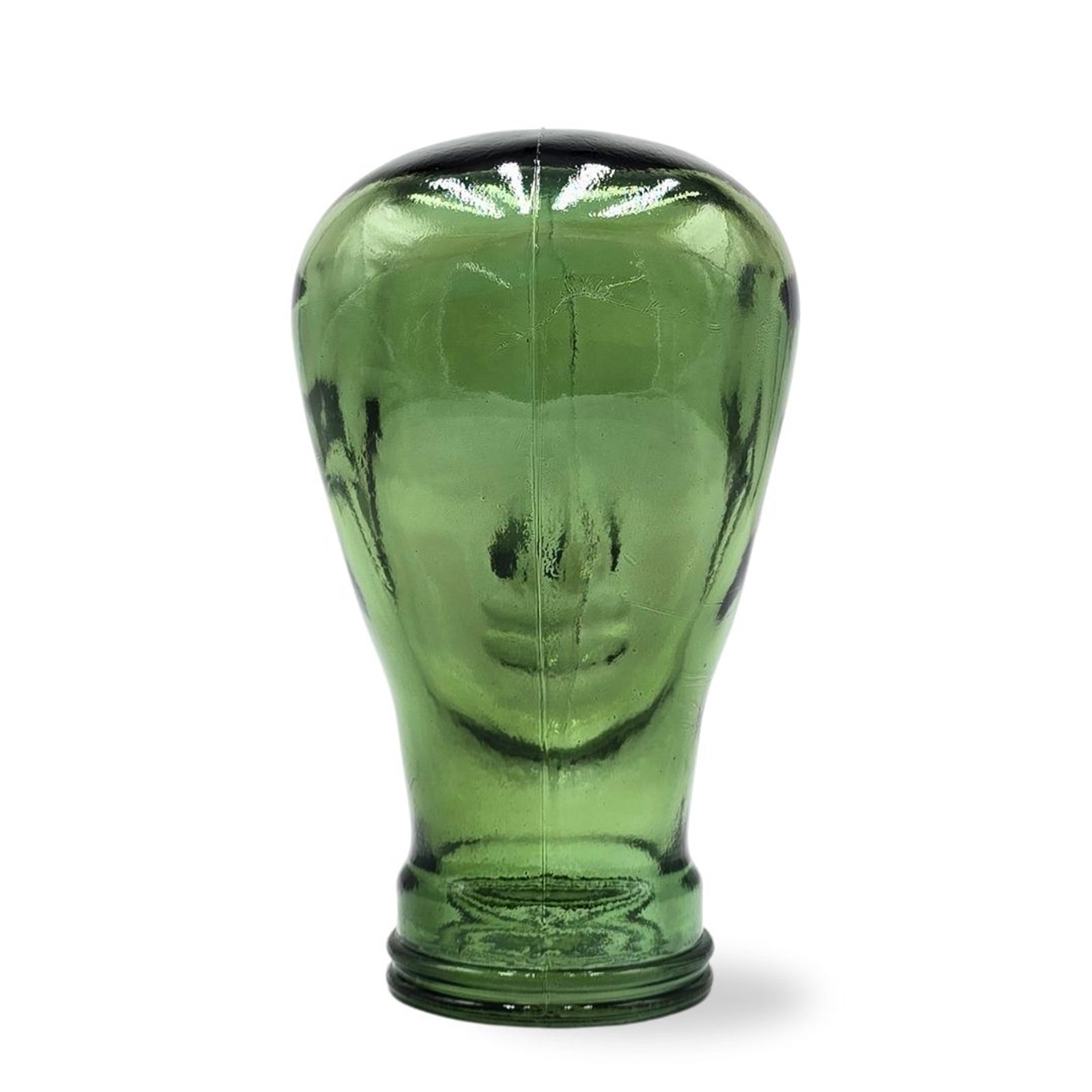Glas KOPFHÖRERSTÄNDER transparent + satin | 29cm Glaskopf Skulptur