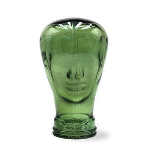 Glas KOPFHÖRERSTÄNDER transparent + satin | 29cm Glaskopf Skulptur