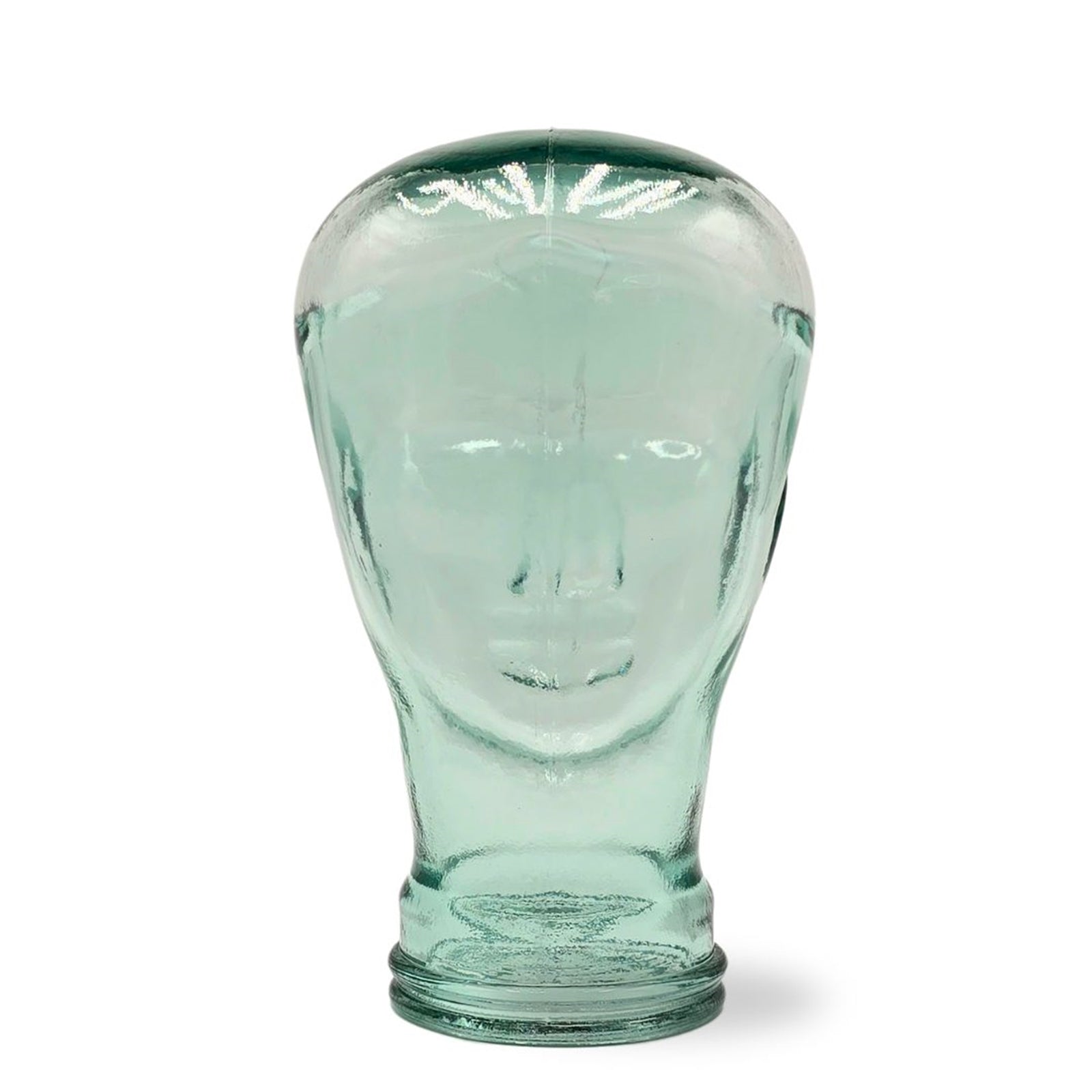Glas KOPFHÖRERSTÄNDER transparent + satin | 29cm Glaskopf Skulptur
