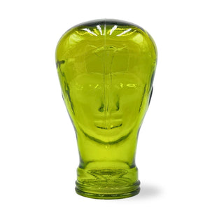 Glas KOPFHÖRERSTÄNDER transparent + satin | 29cm Glaskopf Skulptur