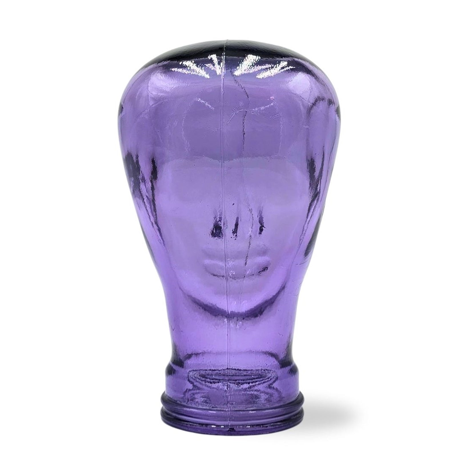 Glas KOPFHÖRERSTÄNDER transparent + satin | 29cm Glaskopf Skulptur