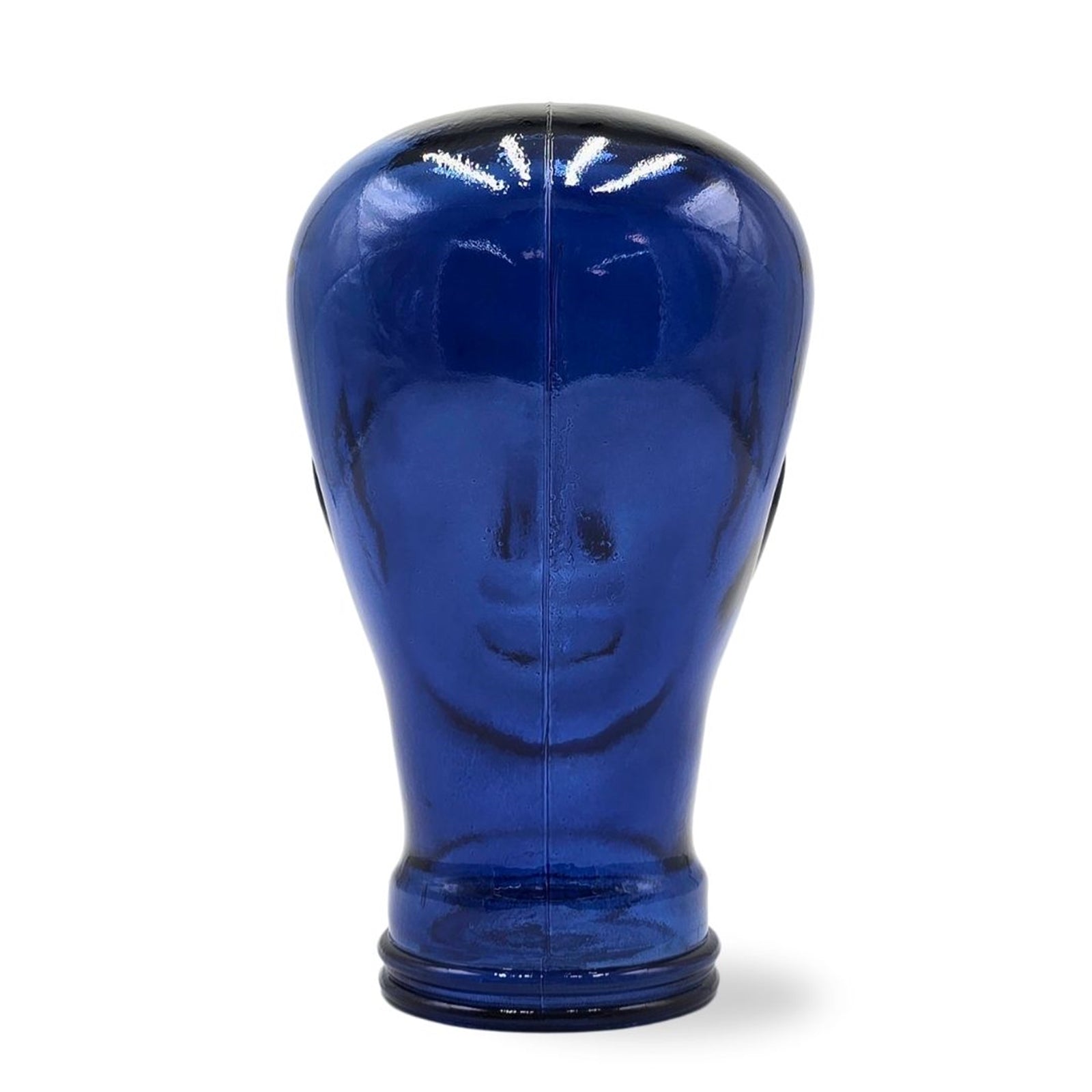 Glas KOPFHÖRERSTÄNDER transparent + satin | 29cm Glaskopf Skulptur