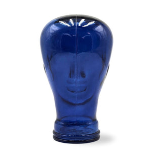 Glas KOPFHÖRERSTÄNDER transparent + satin | 29cm Glaskopf Skulptur