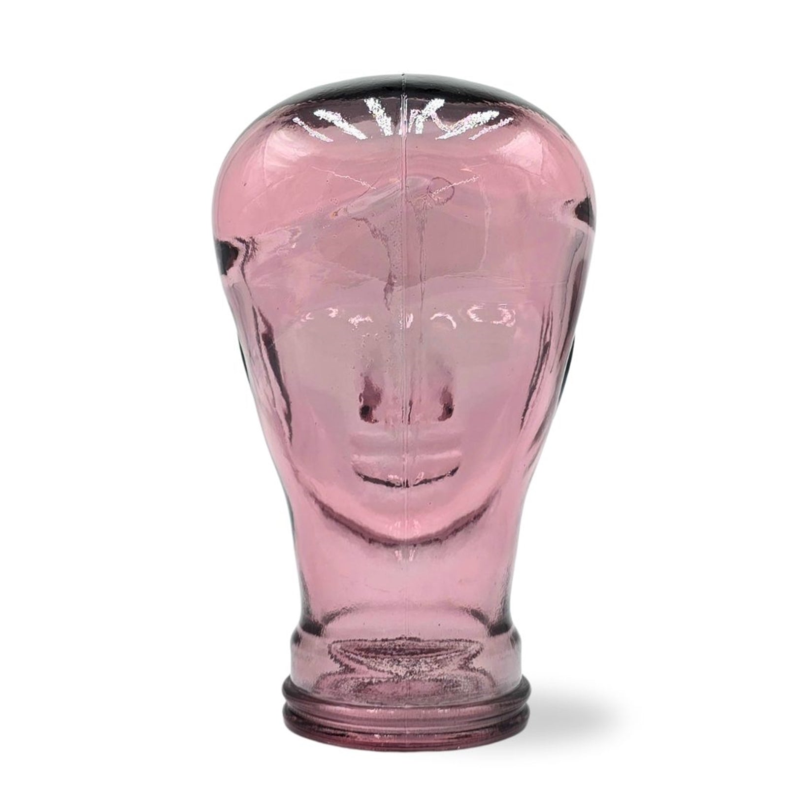 Glas KOPFHÖRERSTÄNDER transparent + satin | 29cm Glaskopf Skulptur