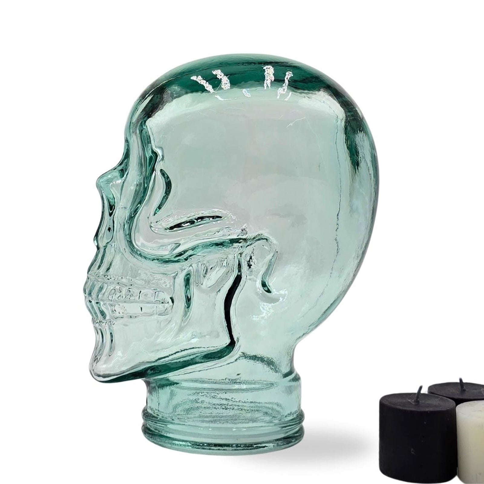 Glas KOPFHÖRERSTÄNDER TOTENKOPF| 26cm Glaskopf Skulptur