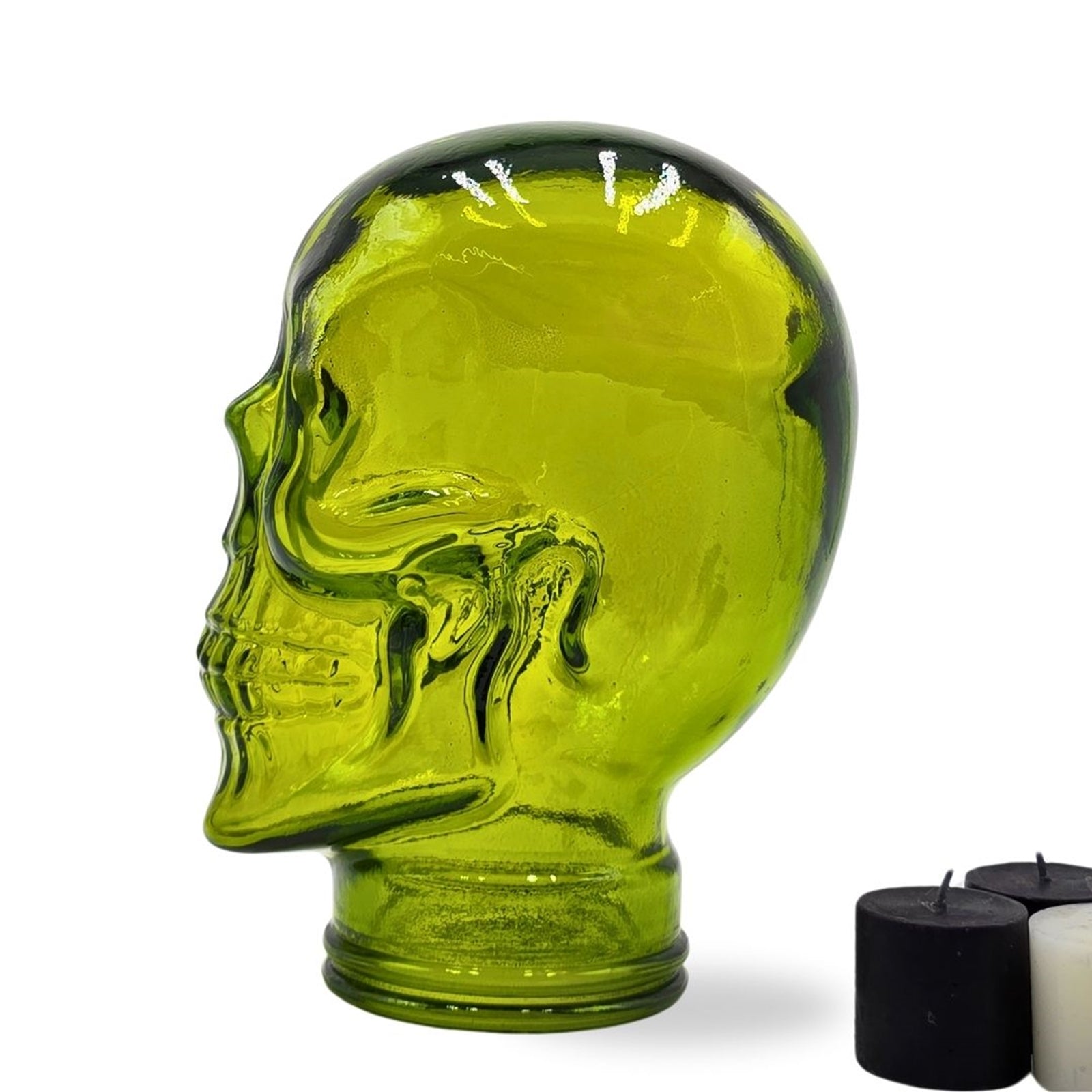 Glas KOPFHÖRERSTÄNDER TOTENKOPF| 26cm Glaskopf Skulptur