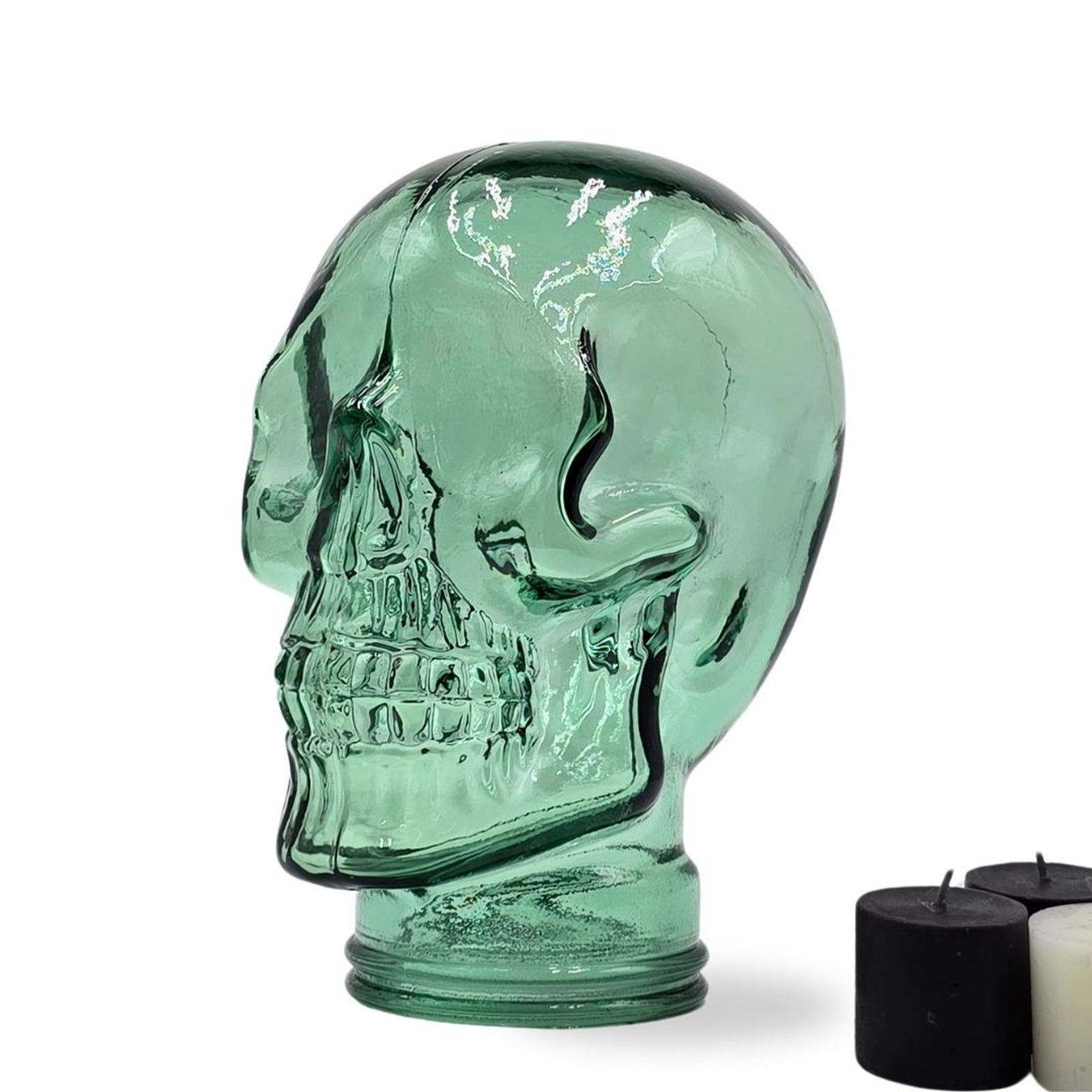 Glas KOPFHÖRERSTÄNDER TOTENKOPF| 26cm Glaskopf Skulptur