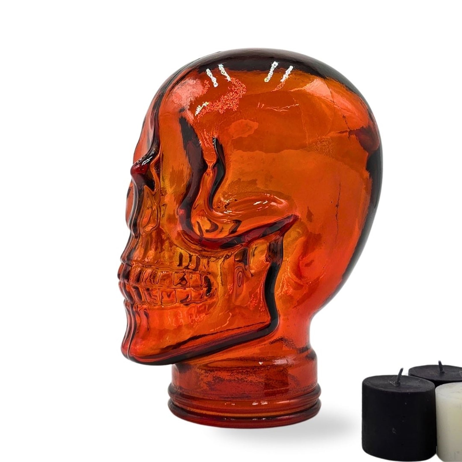 Glas KOPFHÖRERSTÄNDER TOTENKOPF| 26cm Glaskopf Skulptur