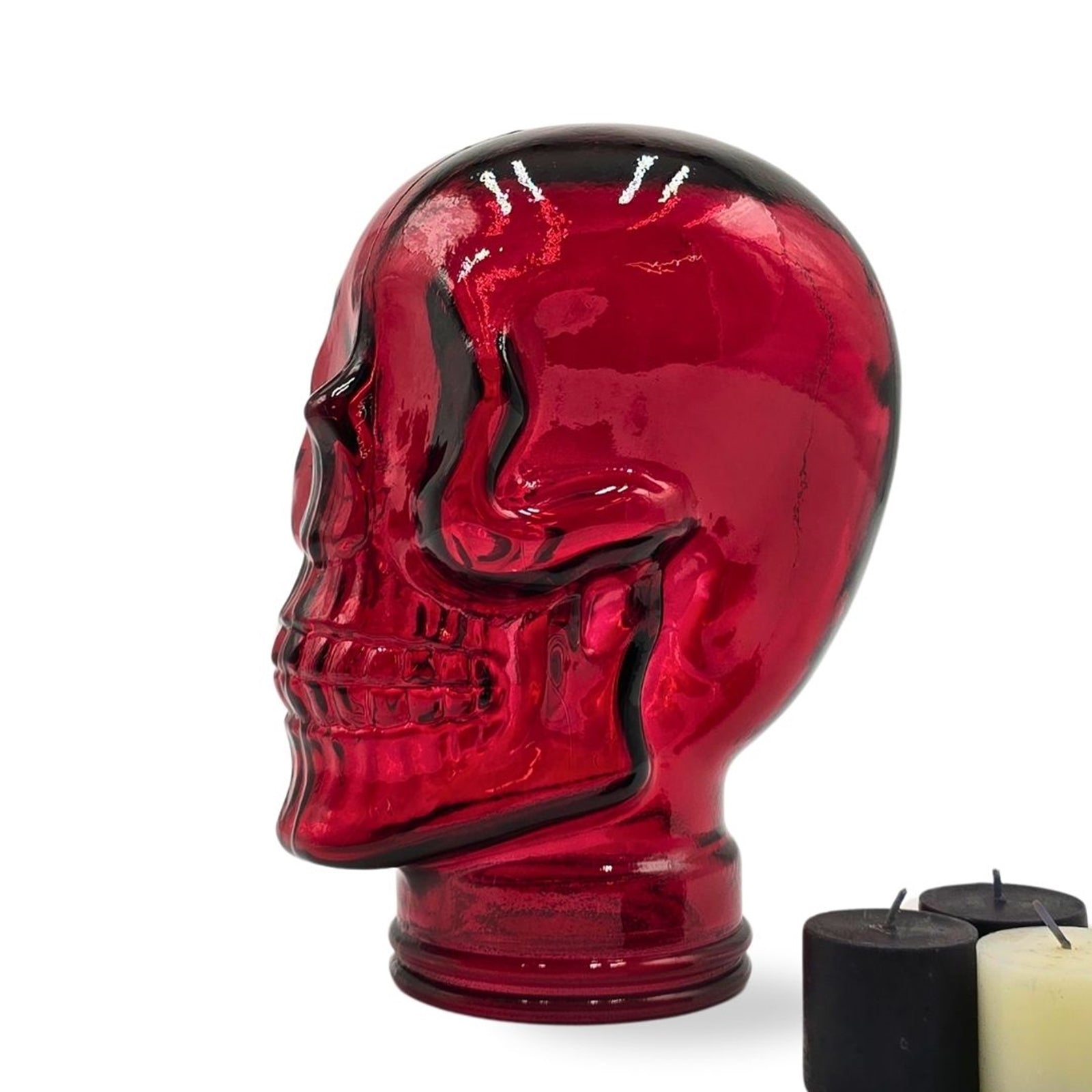 Glas KOPFHÖRERSTÄNDER TOTENKOPF| 26cm Glaskopf Skulptur